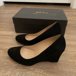J Crew Martina Suede Wedges US 6 Black
